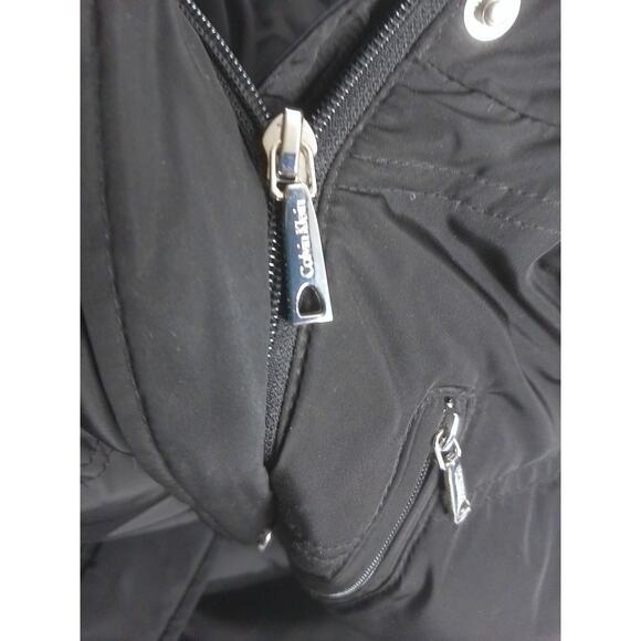 Calvin Klein Long Black Puffer Jacket Duck Down Coat Parka Fur Hooded Size XL - Picture 5 of 10